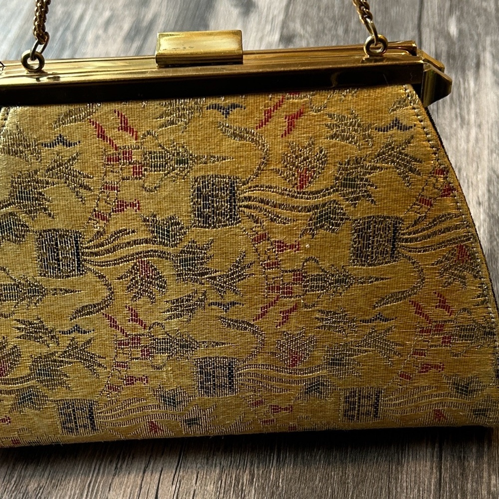 Rare Vintage 1950s Edwards Bag, Convertible Gold and Black Evening Purse - Picture 7 of 16